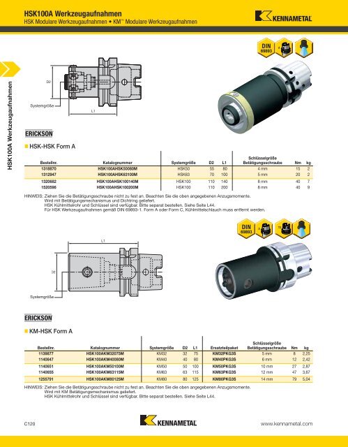 Kennametal WERKZEUGSYSTEME13 — HSK — A-12-02809DE