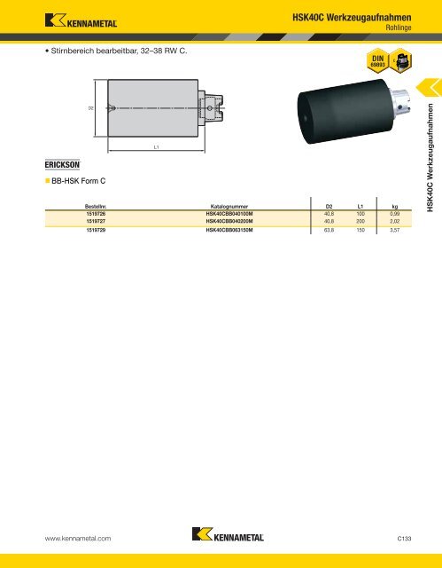 Kennametal WERKZEUGSYSTEME13 — HSK — A-12-02809DE