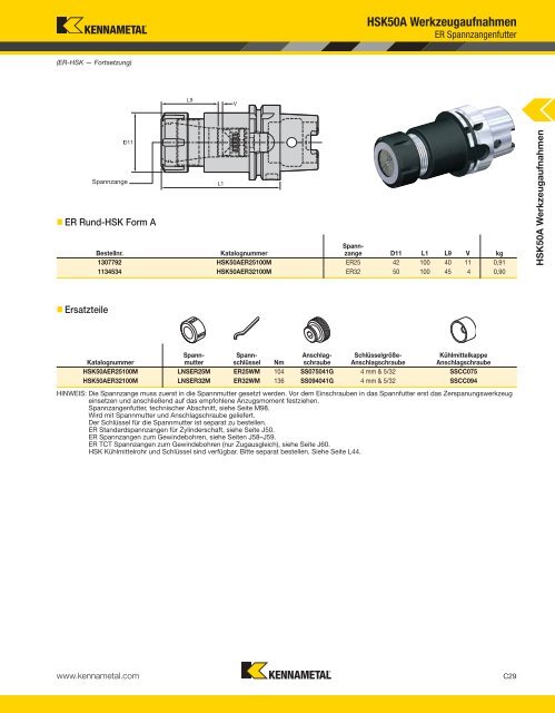 Kennametal WERKZEUGSYSTEME13 — HSK — A-12-02809DE