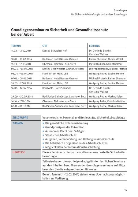 AUV-Seminare 2014 - Unfallkasse Hessen