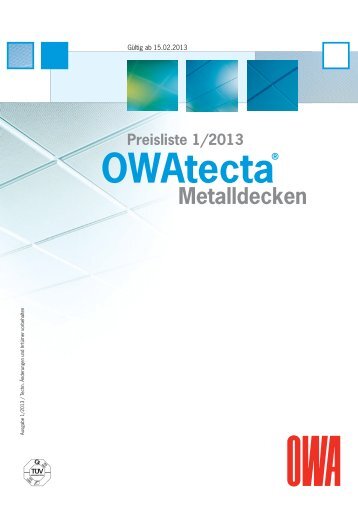 OWAtecta ® Preisliste 1/2013 - Druckschrift 300 [PDF, 5607 KB]