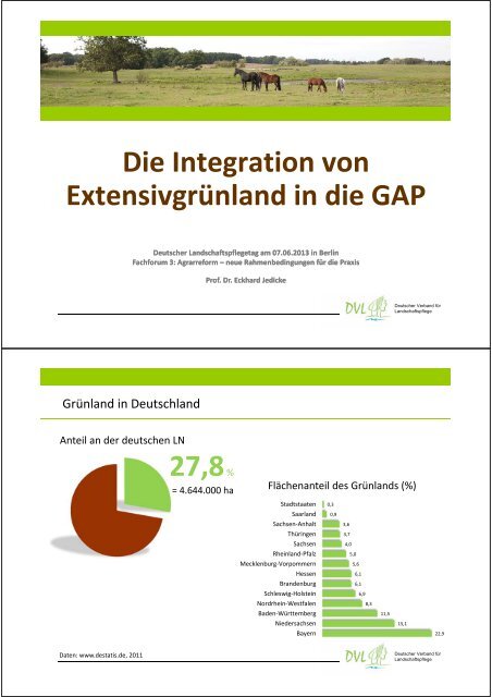 Die Integration von Extensivgrünland in die GAP Prof. Dr. Eckhard ...