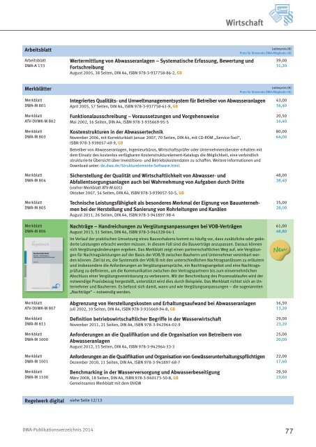 Publikations- verzeichnis - DWA - Deutsche Vereinigung für ...