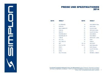 PREISE UND SPEZIFIKATIONEN 2014