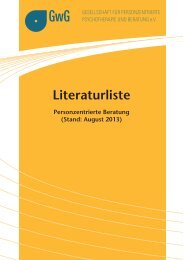 Literaturliste - Personzentrierte Beratung (Stand: August 2013) - GwG