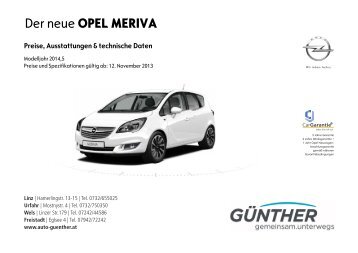 Preisliste Opel Meriva