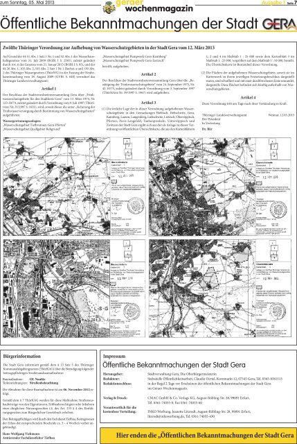 Öffentliche Bekanntmachungen der Stadt - Stadt Gera