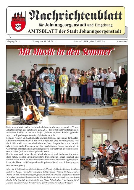"Mit Musik in den Sommer" - Johanngeorgenstadt