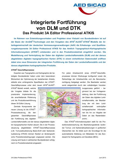 Integrierte Fortführung von DLM und DTK - AED-Sicad