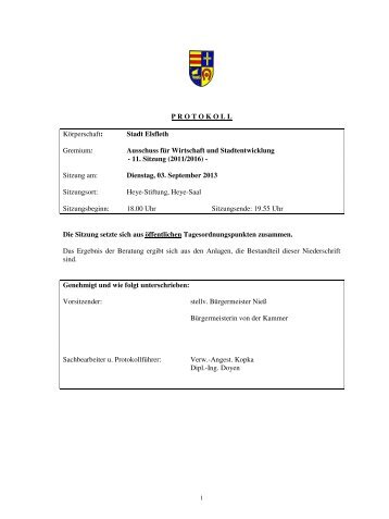 Protokoll Stadtentwicklung - Stadt Elsfleth