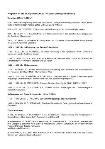 Programm für den Vortragstag - Geologische Bundesanstalt