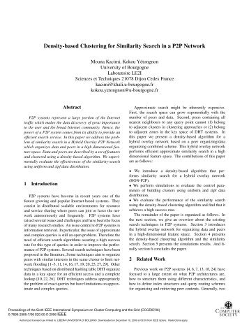 Density-based Clustering for Similarity Search in a P2P Network