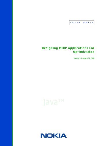 Designing MIDP Applications For Optimization - Mobile Devices