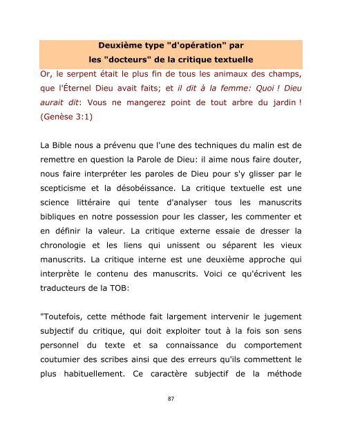 La Bible des Réformateurs et les instruments d'amputation.