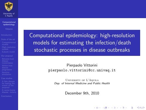 Computational epidemiology - Faculty of Computer Science