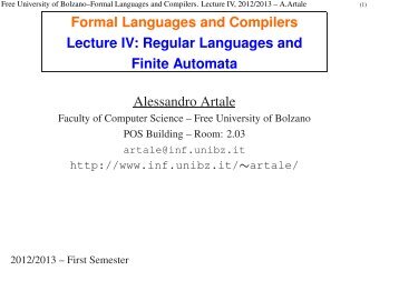 Regular Languages and Finite Automata - Faculty of Computer ...