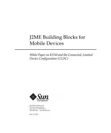 J2ME Building Blocks for Mobile Devices - Oracle