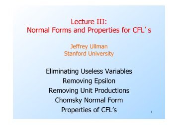 3. Normal Form and Properties of CFL's by J. Ullman