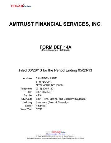 AMTRUST FINANCIAL SERVICES, INC. - Corporate Solutions