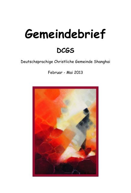 Gemeindebrief - Deutschsprachige Christliche Gemeinde Shanghai