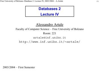 Databases 2 Lecture IV Alessandro Artale - Faculty of Computer ...