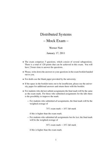Distributed Systems â Mock Exam â