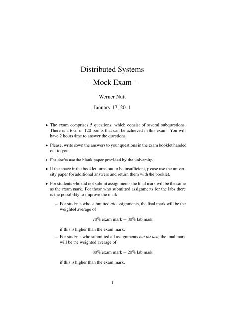 Distributed Systems â Mock Exam â