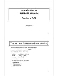 Introduction to Database Systems Queries in SQL The select ...