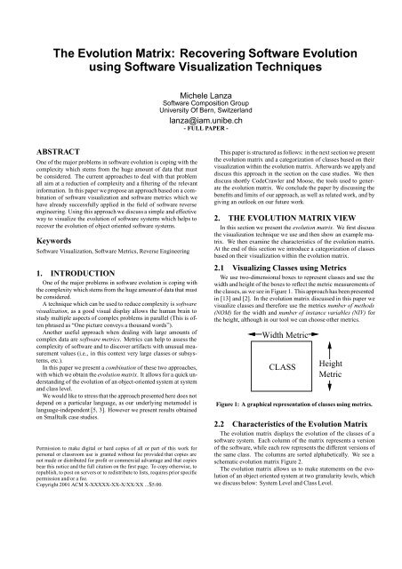 The Evolution Matrix: Recovering Software Evolution ... - CiteSeerX