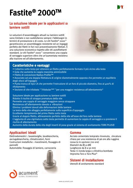 FastiteÂ® 2000TM screws