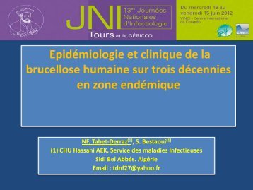 Épidémiologie et clinique de la brucellose humaine ... - Infectiologie