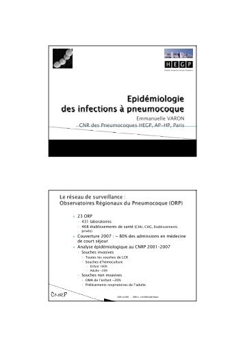 Emmanuelle VARON CNR des Pneumocoques HEGP ... - Infectiologie