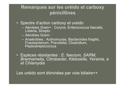 Principales Ã-lactamines : PÃ©nicillines G, A, M ... - Infectiologie