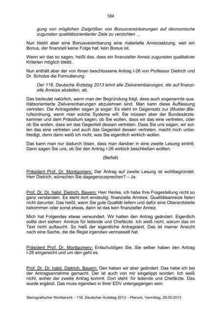 Stenografischer Wortbericht zum 116. Deutschen Ärztetag ...