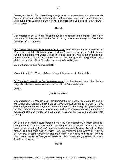 Stenografischer Wortbericht zum 116. Deutschen Ärztetag ...