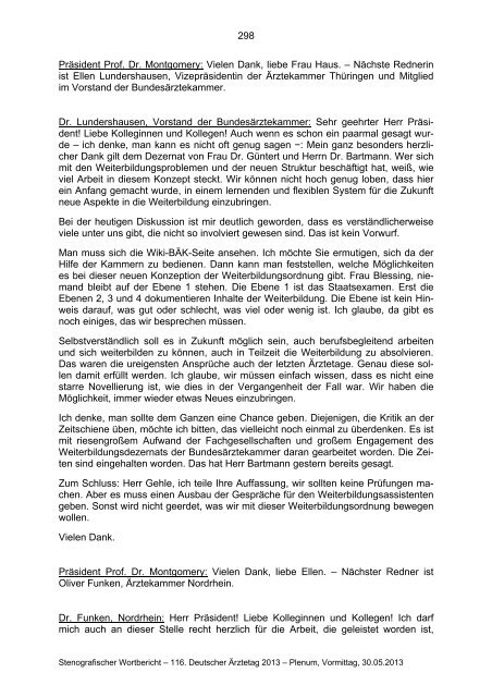 Stenografischer Wortbericht zum 116. Deutschen Ärztetag ...