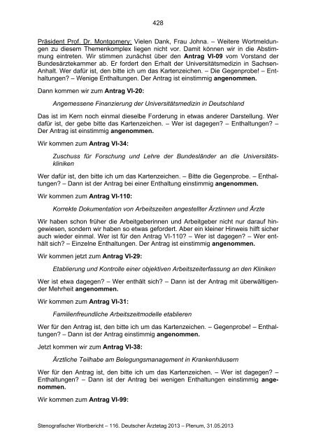 Stenografischer Wortbericht zum 116. Deutschen Ärztetag ...