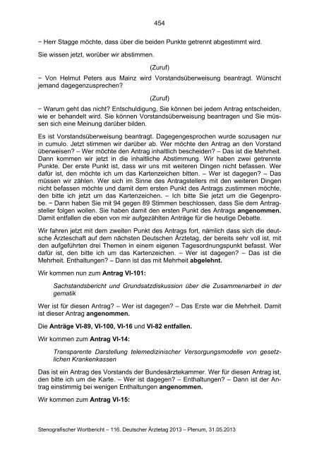 Stenografischer Wortbericht zum 116. Deutschen Ärztetag ...