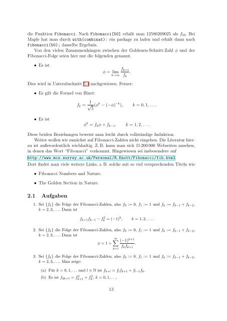 Der goldene Schnitt - Institut für Numerische und Angewandte ...