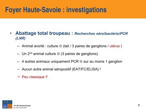 Investigation autour d'un cas humain de brucellose en ... - Infectiologie