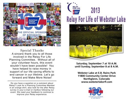 the Relay For Life of Webster Lake