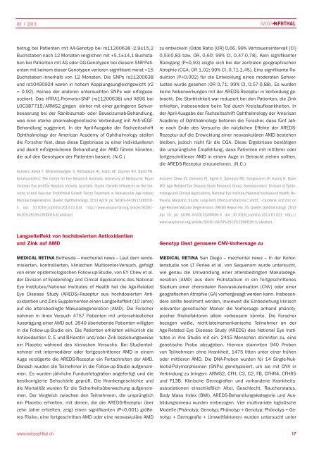 Swiss Ophthal 03-2013 - mechentel marketing