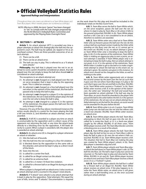 Official Volleyball Statistics Rules