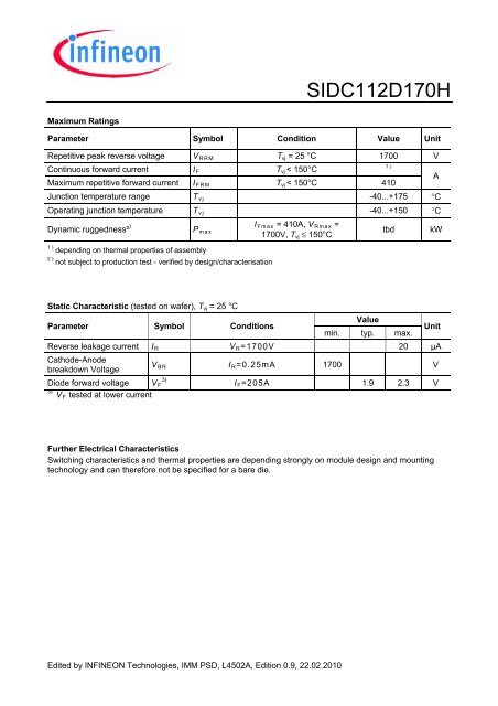 Download Datasheet - Infineon