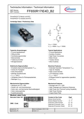 Datenblatt / Datasheet FF650R17IE4D_B2 - Infineon