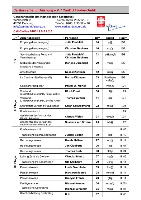 Geschäftsstelle - Caritasverband Duisburg e.v.