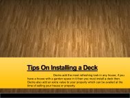 Tips On Installing a Deck