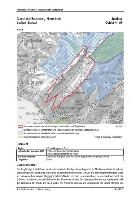 Objektblätter aller Teilregionen - Kanton Bern