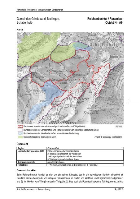 Objektblätter aller Teilregionen - Kanton Bern