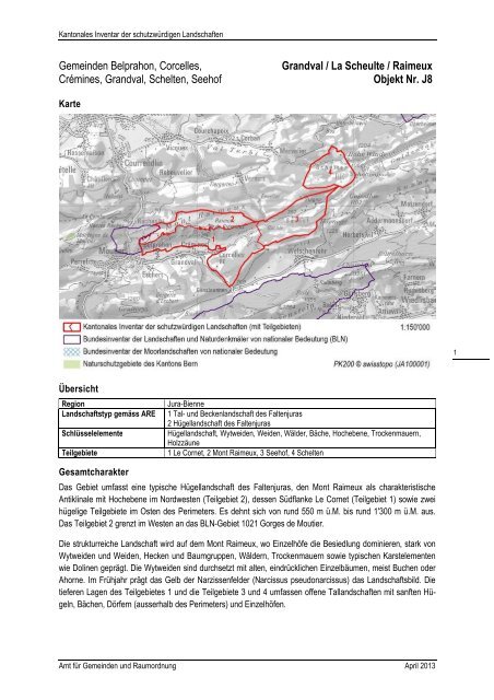 Objektblätter aller Teilregionen - Kanton Bern